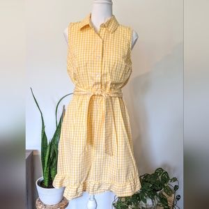 Addison Grey yellow gingham summer casual dress sz small